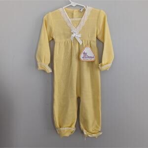NEW Miau Vintage Baby Girl Dress Romper 18 Month Yellow Easter Church Portugal